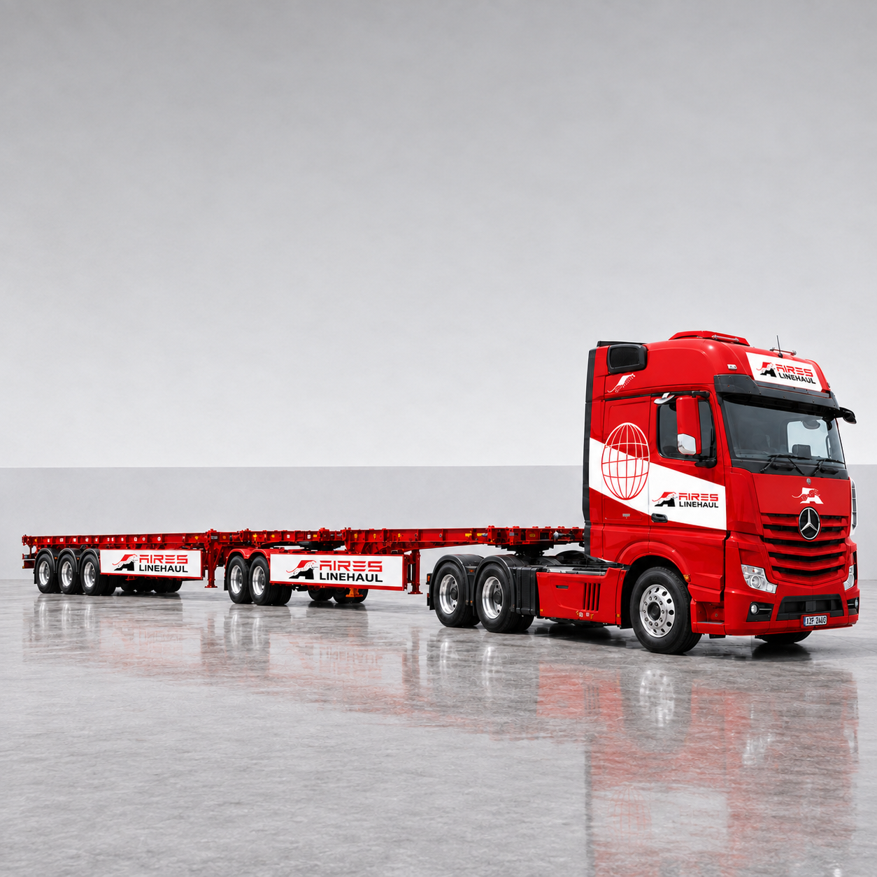 Aires Linehaul container trucks on the road